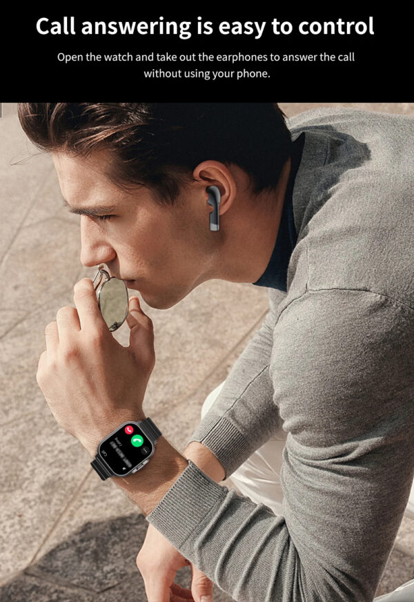 GPS Smart Watch D8 TWS 2-in-1 Headset Bluetooth Talk Heart Rate Blood Pressure Health Monitoring Headphones Play Music with To - Image 3