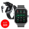 GPS Smart Watch D8 TWS 2-in-1 Headset Bluetooth Talk Heart Rate Blood Pressure Health Monitoring Headphones Play Music with To