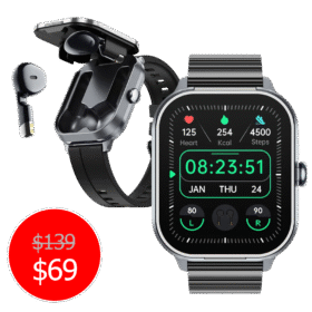 GPS Smart Watch D8 TWS 2-in-1 Headset Bluetooth Talk Heart Rate Blood Pressure Health Monitoring Headphones Play Music with To